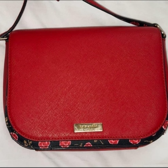 kate spade red leather purse with rose interior. originally-$415, selling-$70 - Picture 1 of 3